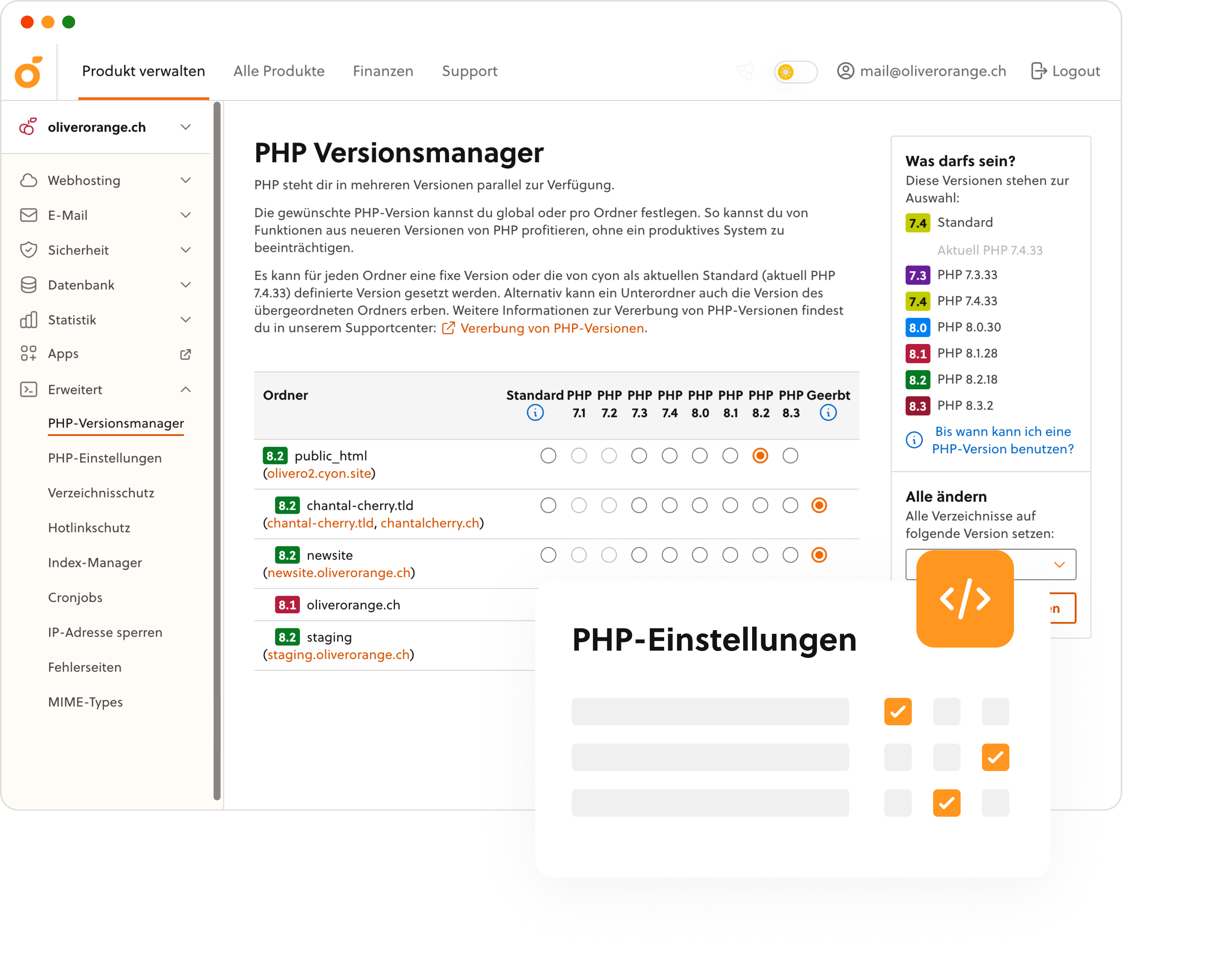 PHP Einstellungen